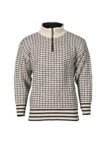 Bråtens Islænder Striktrøje Hvid Sort Høj hals