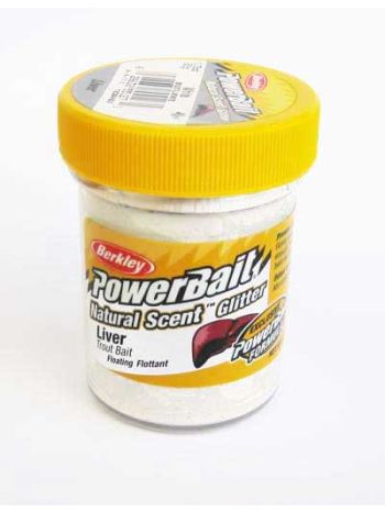 Powerbait Hvid Liver lever natural scent glitter