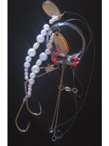 Fladfiskeforfang med perlemors perler og spinnerblade fra Trendy